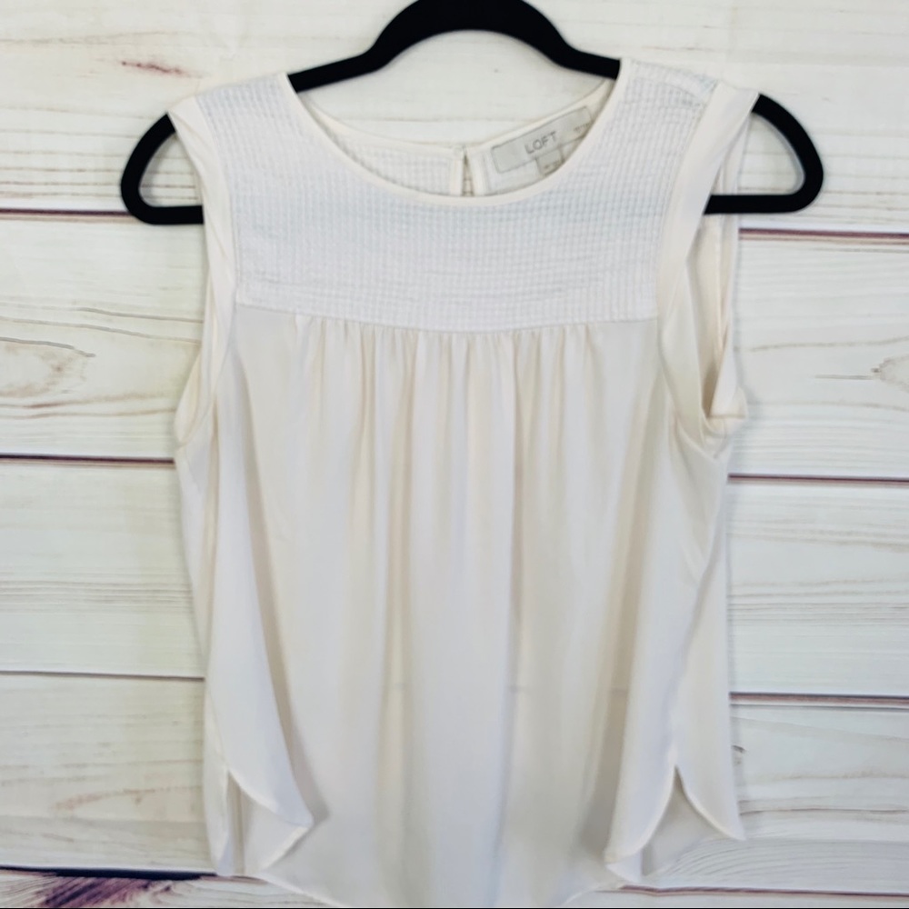 Loft Off White Basic Blouse Size Mp Petite - image 1